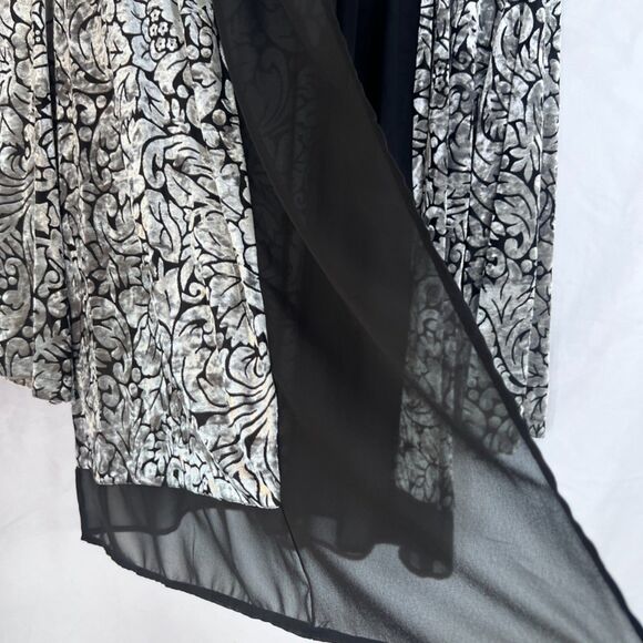 Chicos Easywear Silver Velvet Open Front Cardigan Dressy Cocktail Size 2-12/14 - Picture 5 of 11